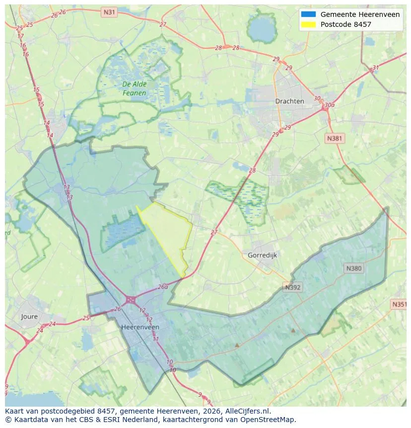 Postcodekaart voor 8457