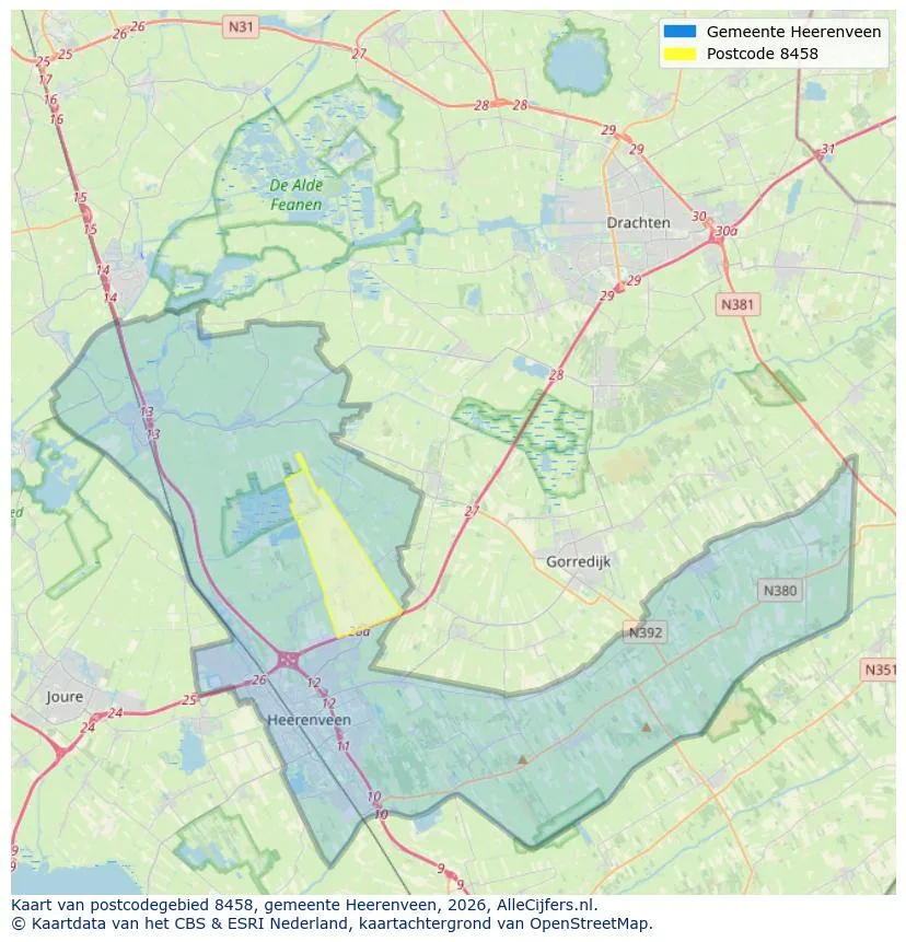 Postcodekaart voor 8458