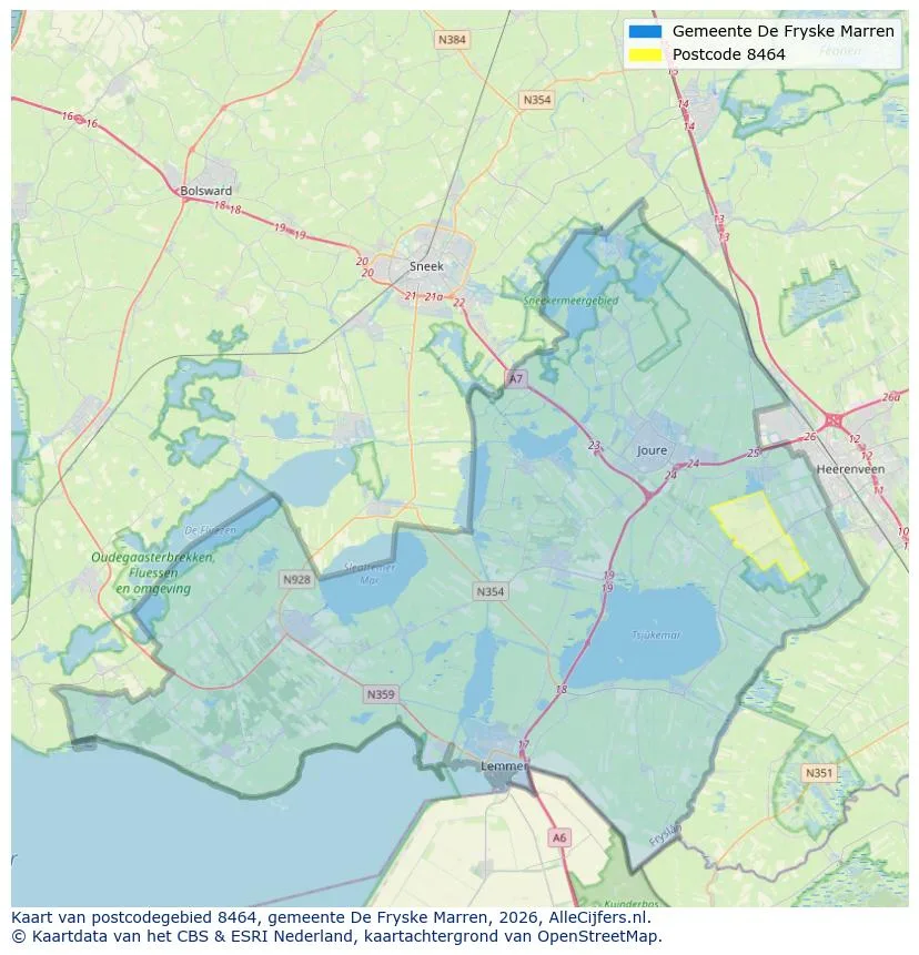 Postcodekaart voor 8464