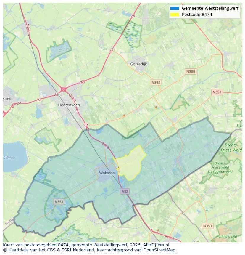 Mapa de códigos postales para 8474