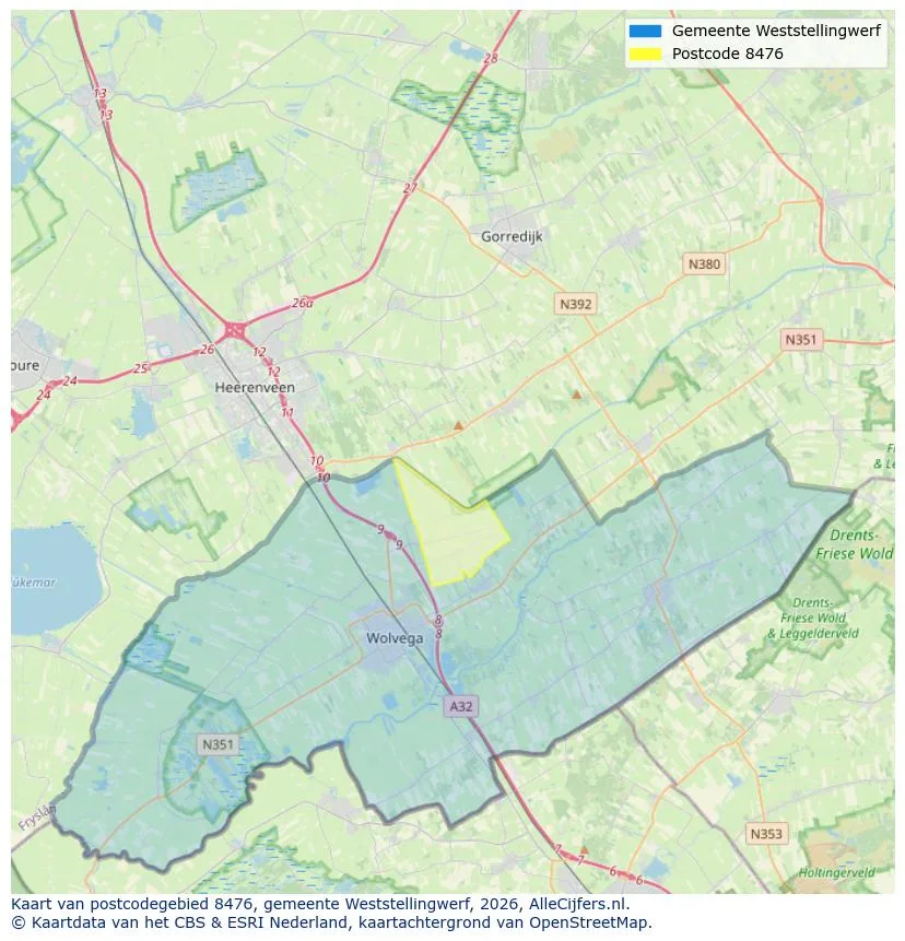 Postcodekaart voor 8476