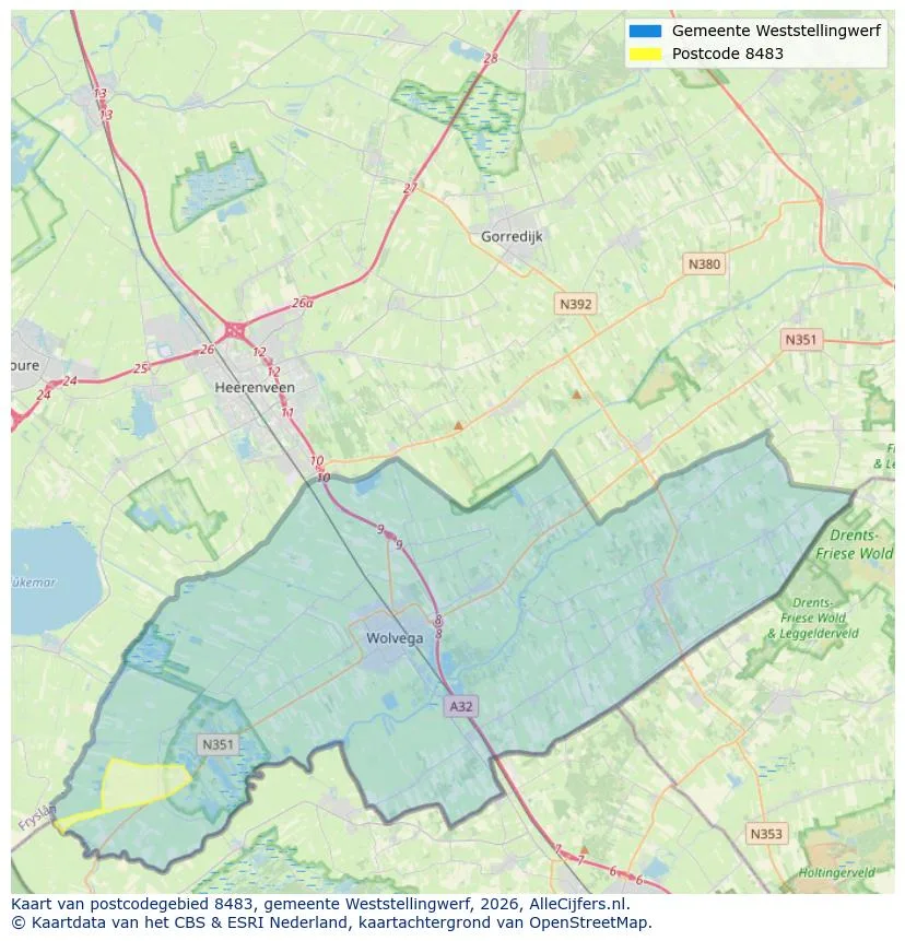 Postcodekaart voor 8483