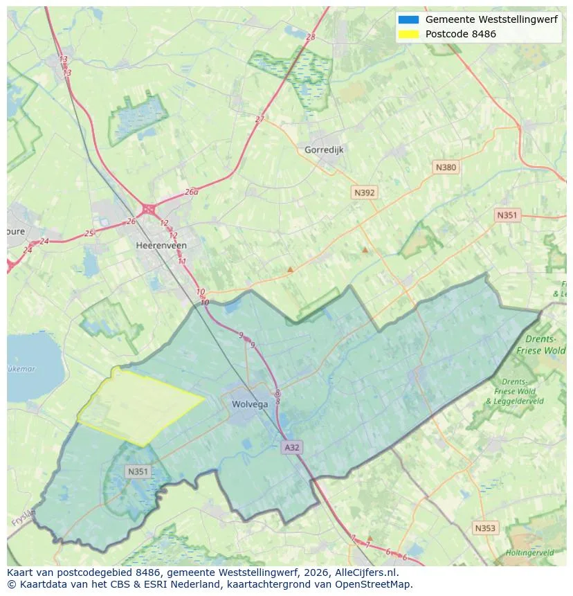 Postcodekaart voor 8486