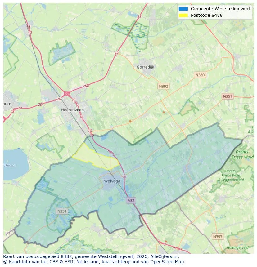 Postcodekaart voor 8488