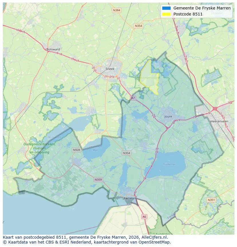 Mapa de códigos postales para 8511