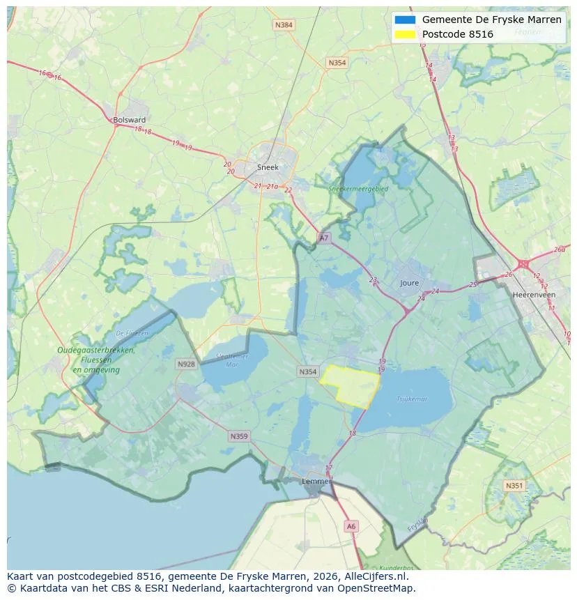 Postcodekaart voor 8516