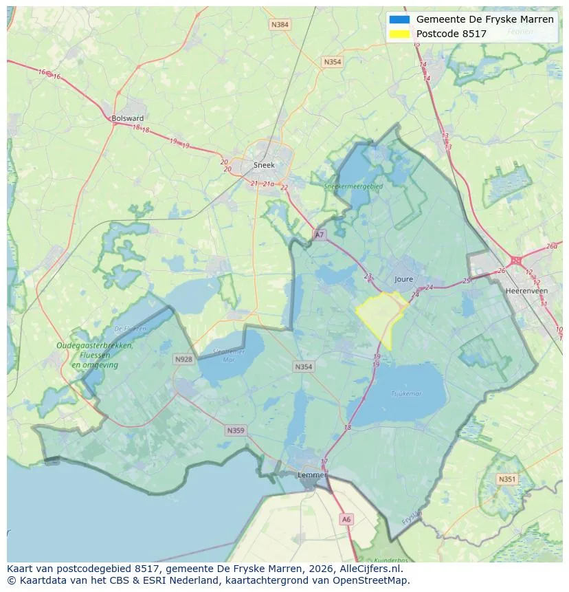Postcodekaart voor 8517