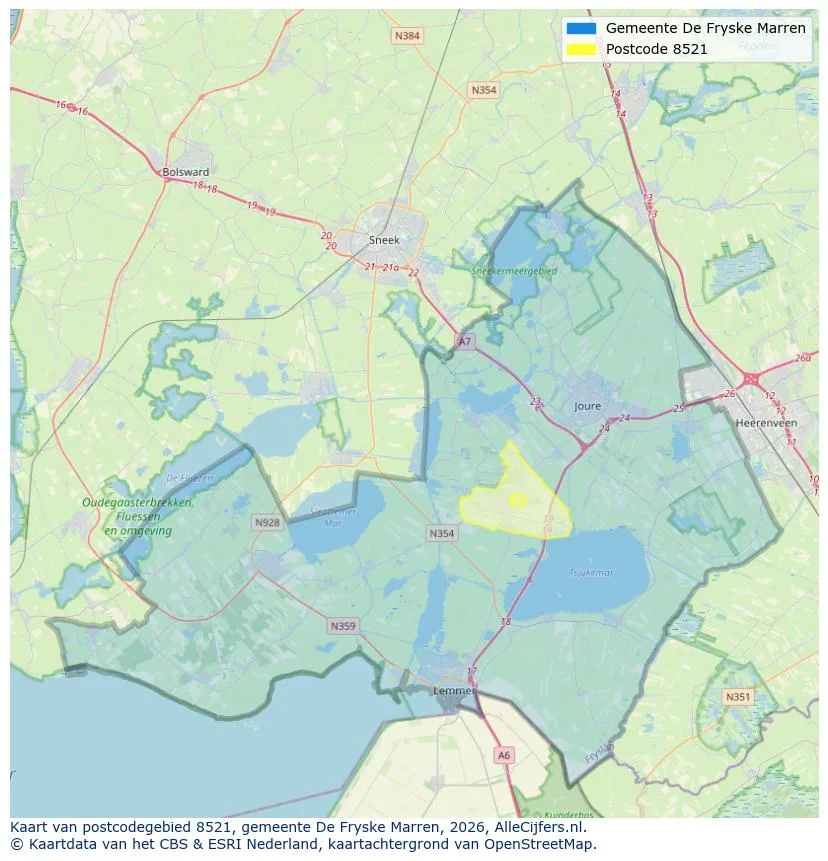 Postcodekaart voor 8521