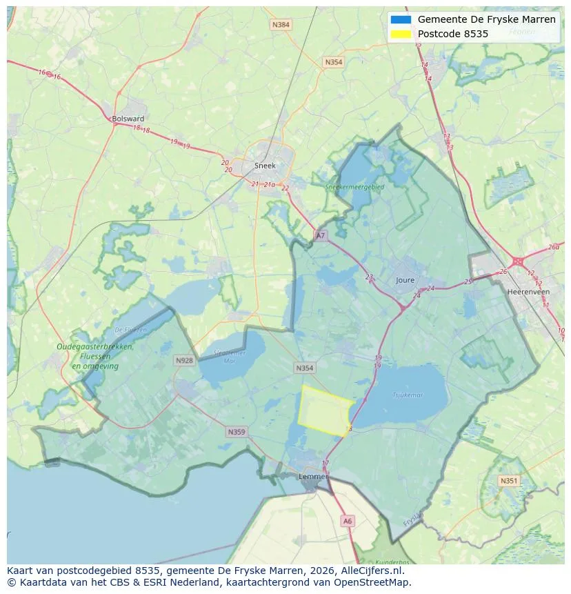 Postcodekaart voor 8535