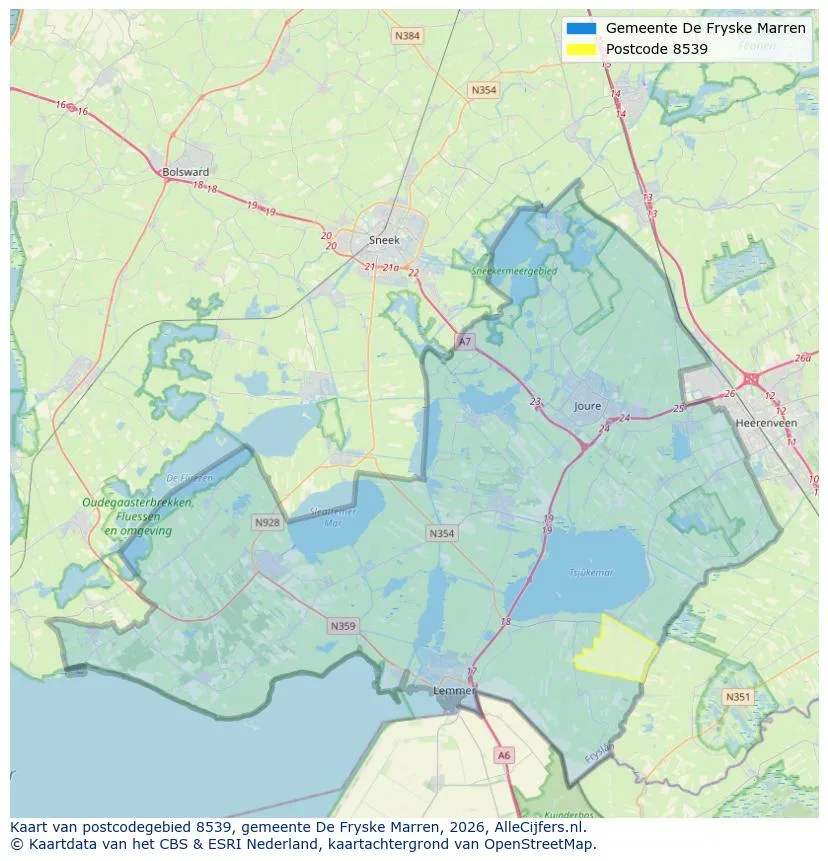 Postcodekaart voor 8539