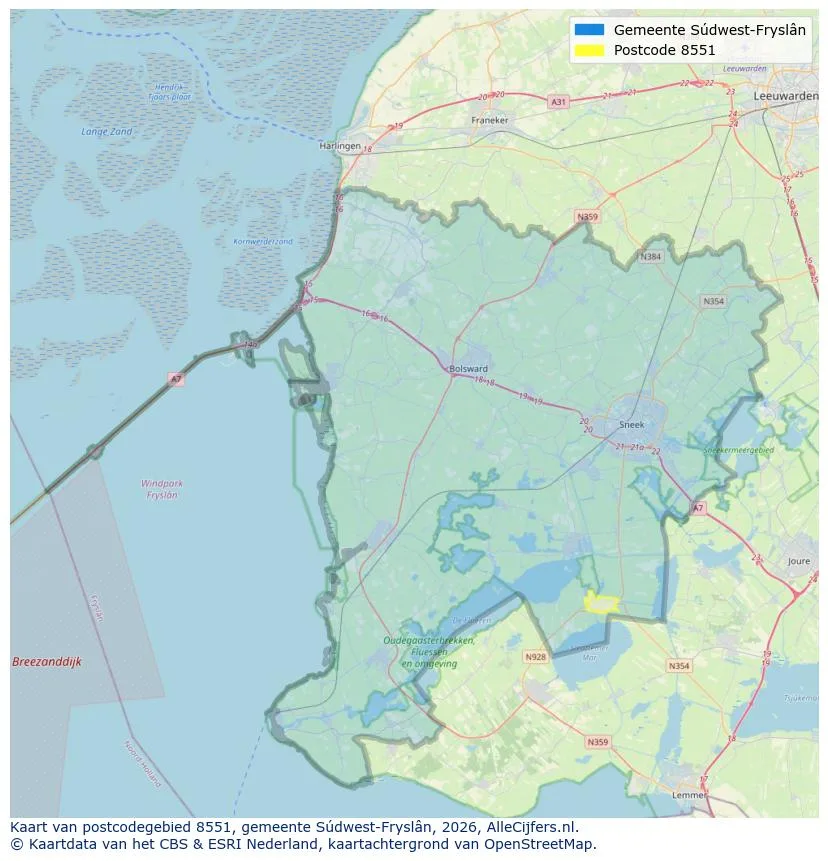 Postcodekaart voor 8551