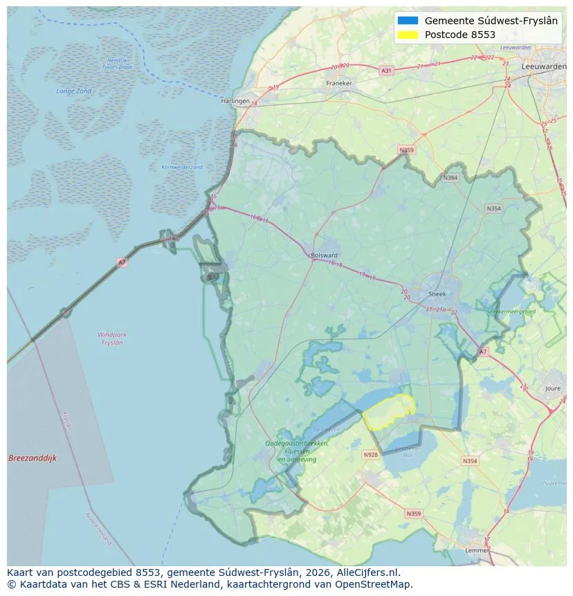Postcode map for 8553