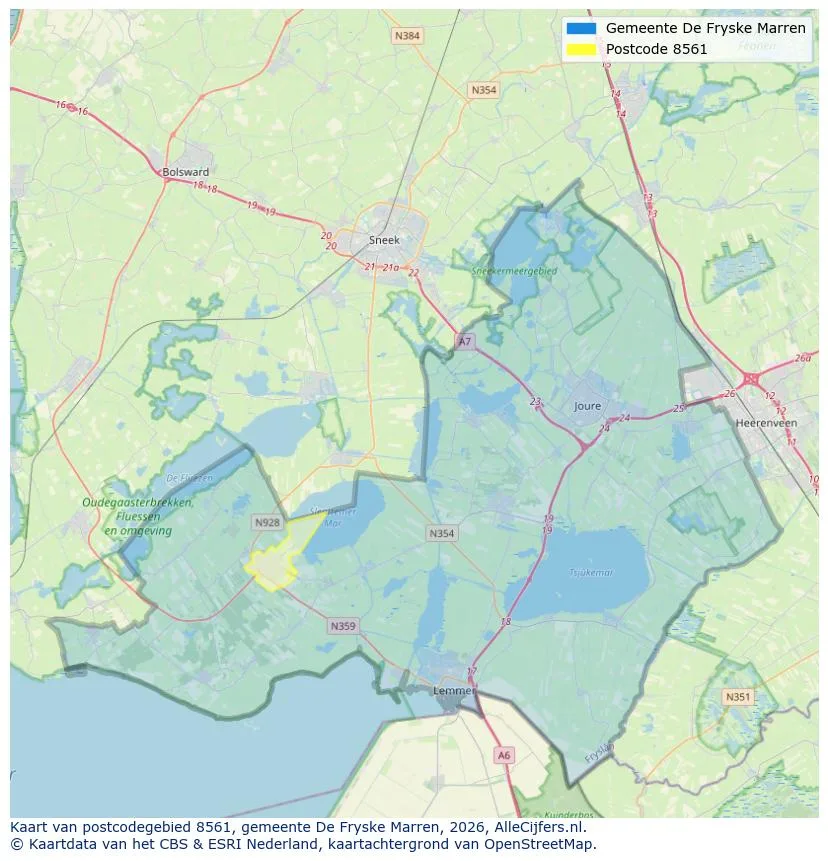 Postcodekaart voor 8561