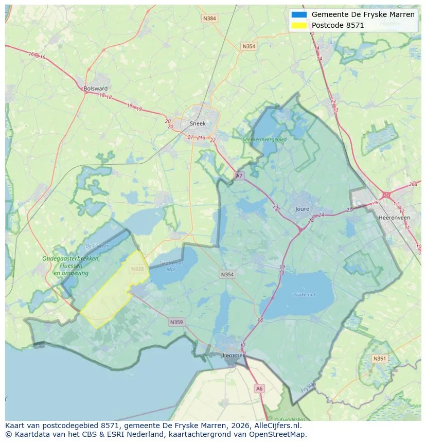 Postcodekaart voor 8571