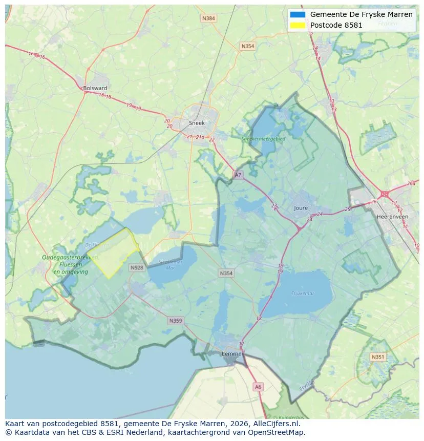 Mapa de códigos postales para 8581