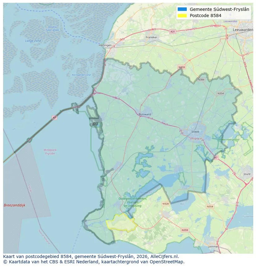 Postcodekaart voor 8584