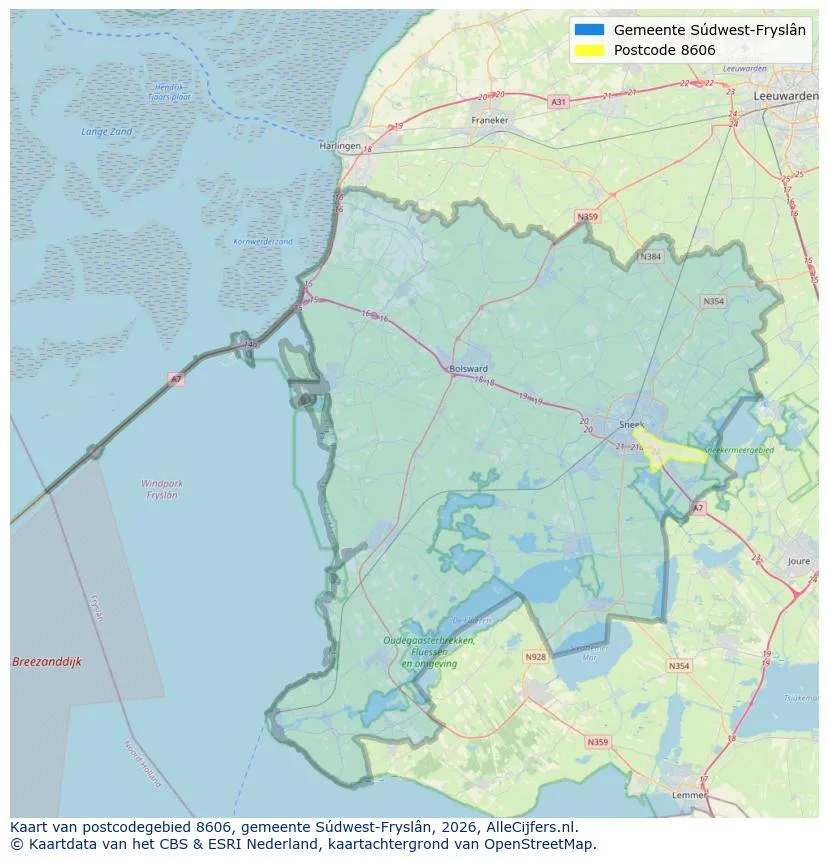 Postcodekaart voor 8606