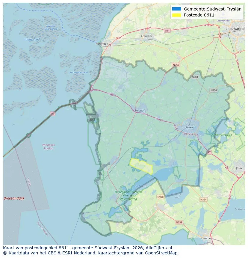 Postcodekaart voor 8611