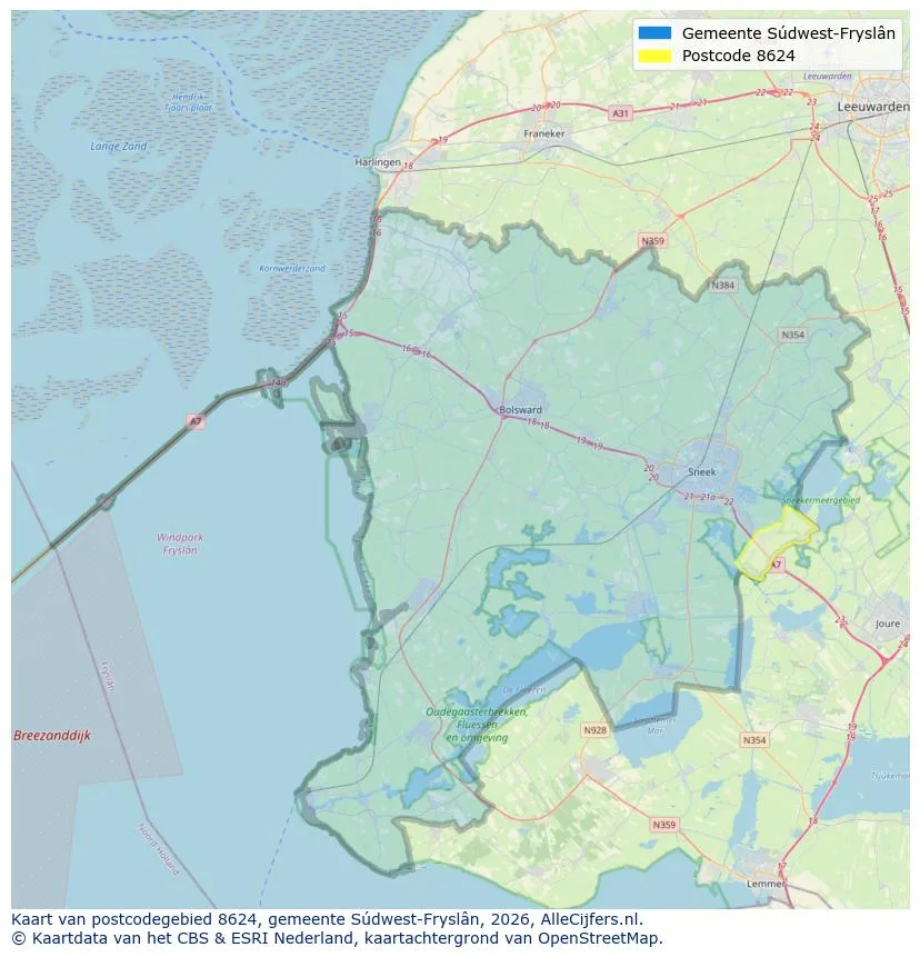 Postcodekaart voor 8624
