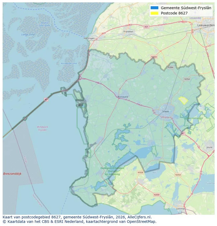 Postcodekaart voor 8627