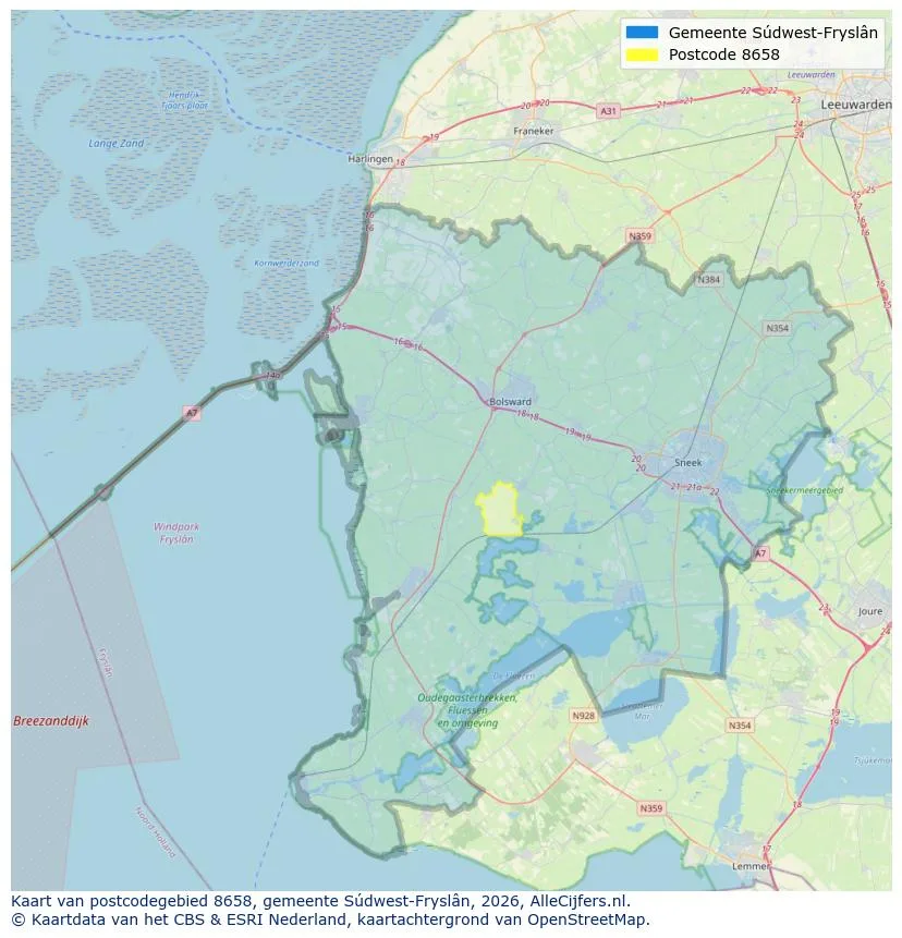 Postcodekaart voor 8658