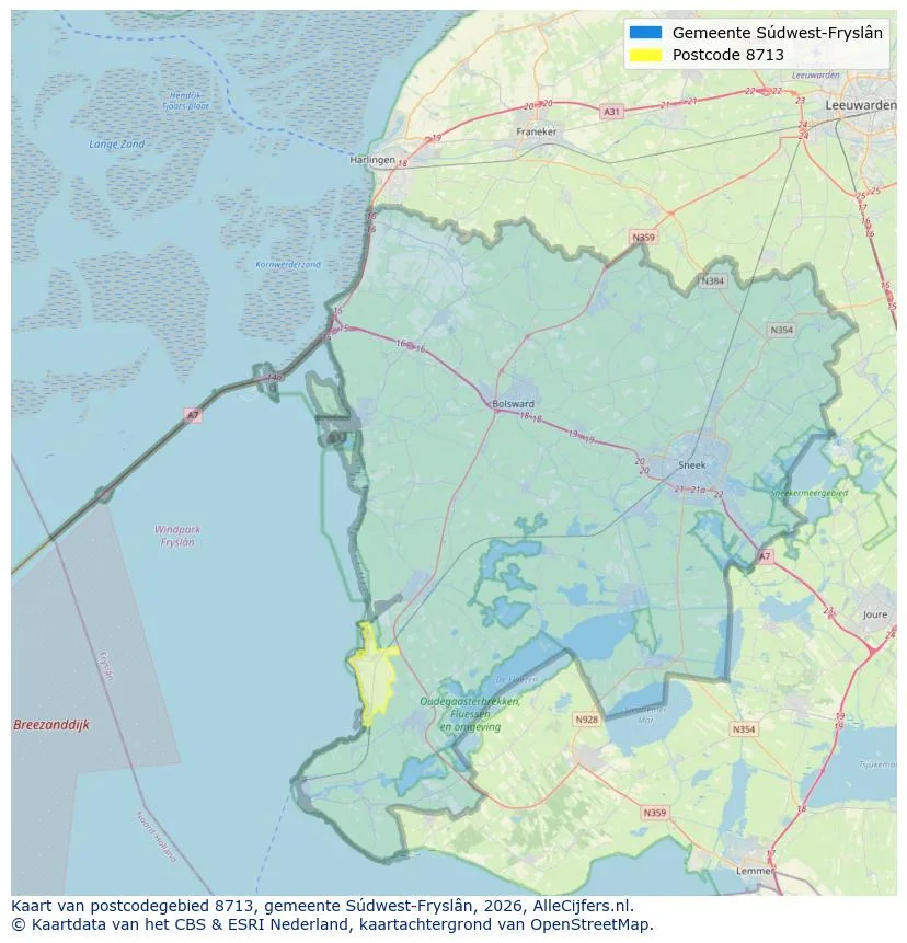 Postcodekaart voor 8713