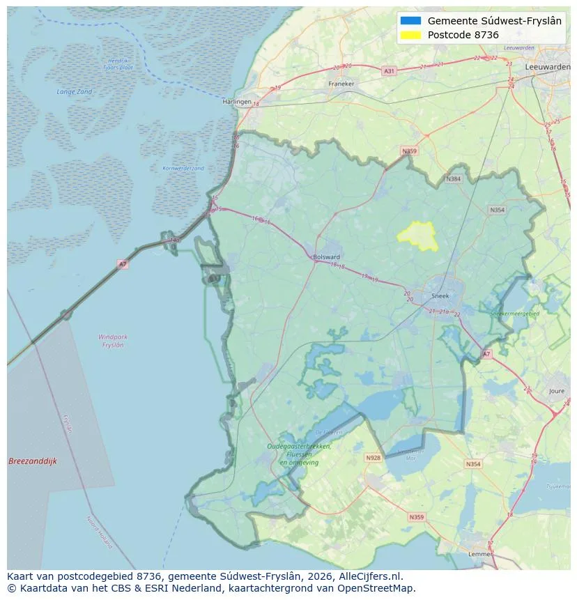Postcodekaart voor 8736