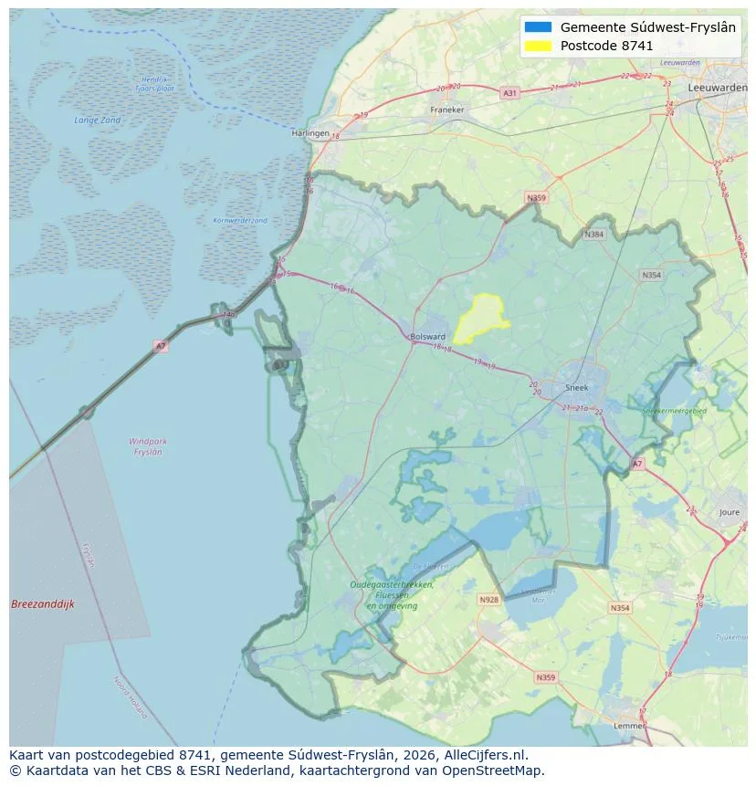 Postcodekaart voor 8741