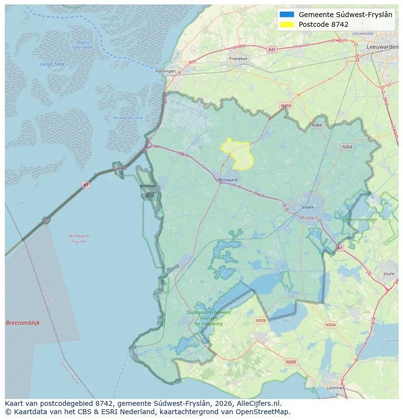 Postcodekaart voor 8742