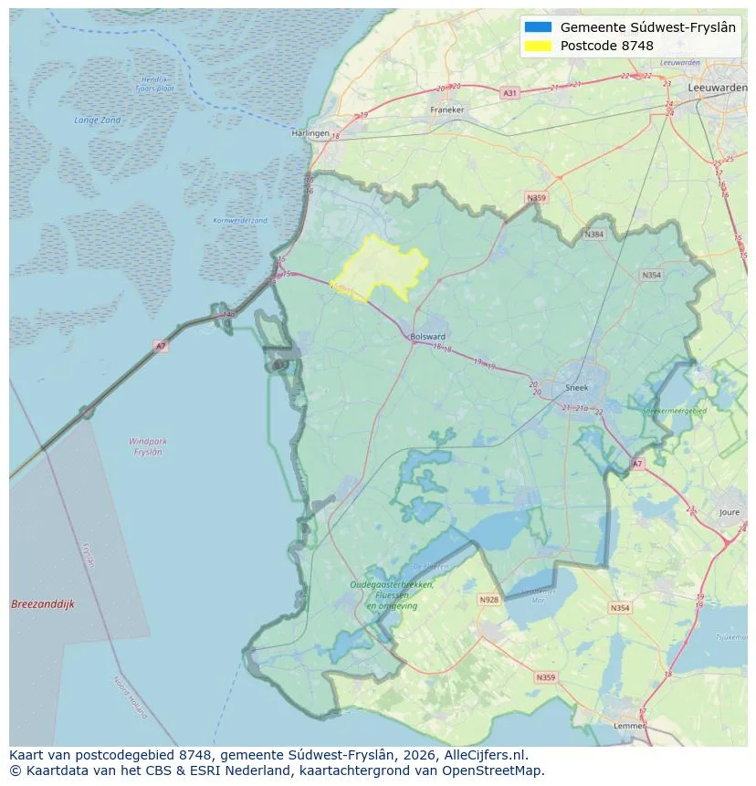 Postcodekaart voor 8748