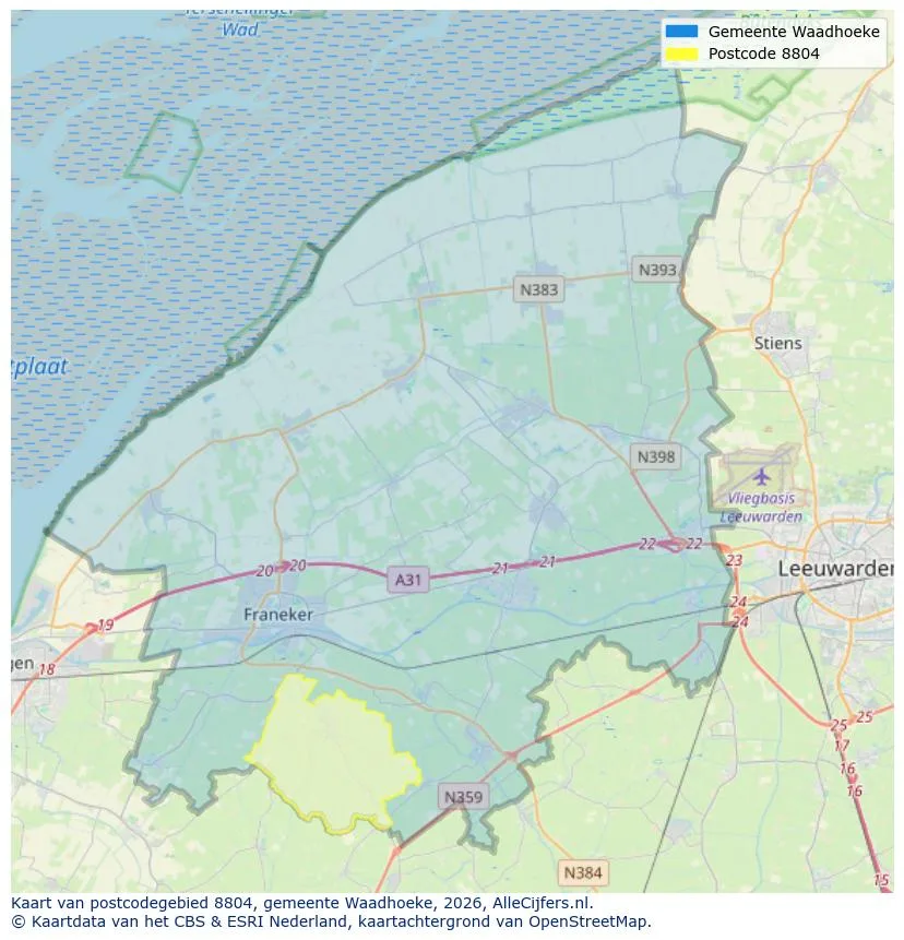 Postcodekaart voor 8804