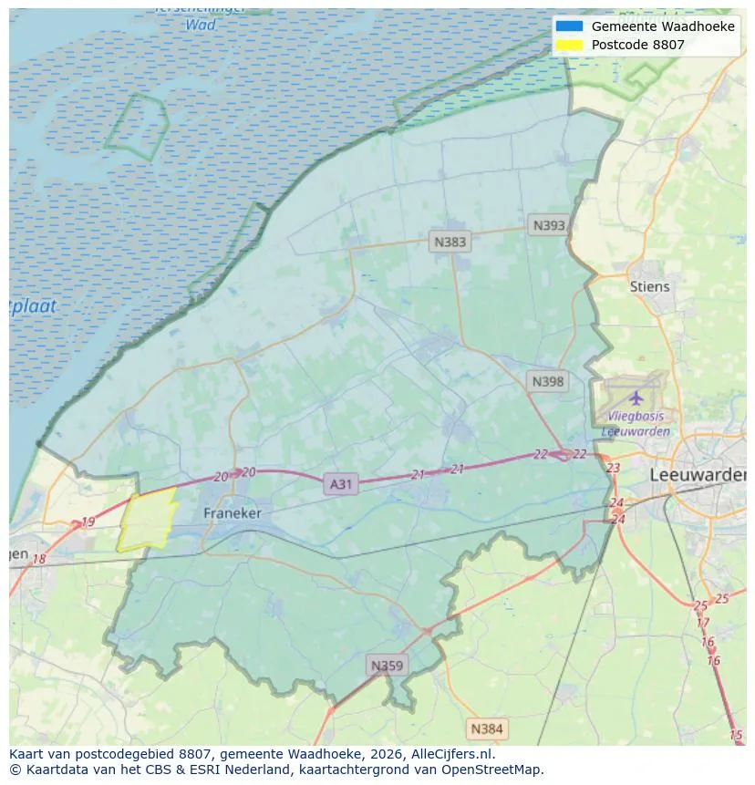 Postcodekaart voor 8807