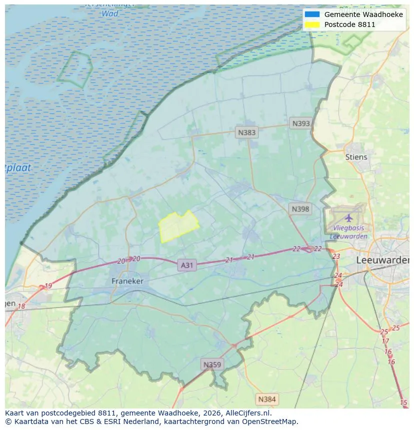 Postcode map for 8811