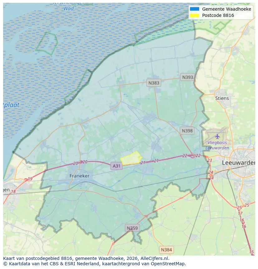 Postcodekaart voor 8816
