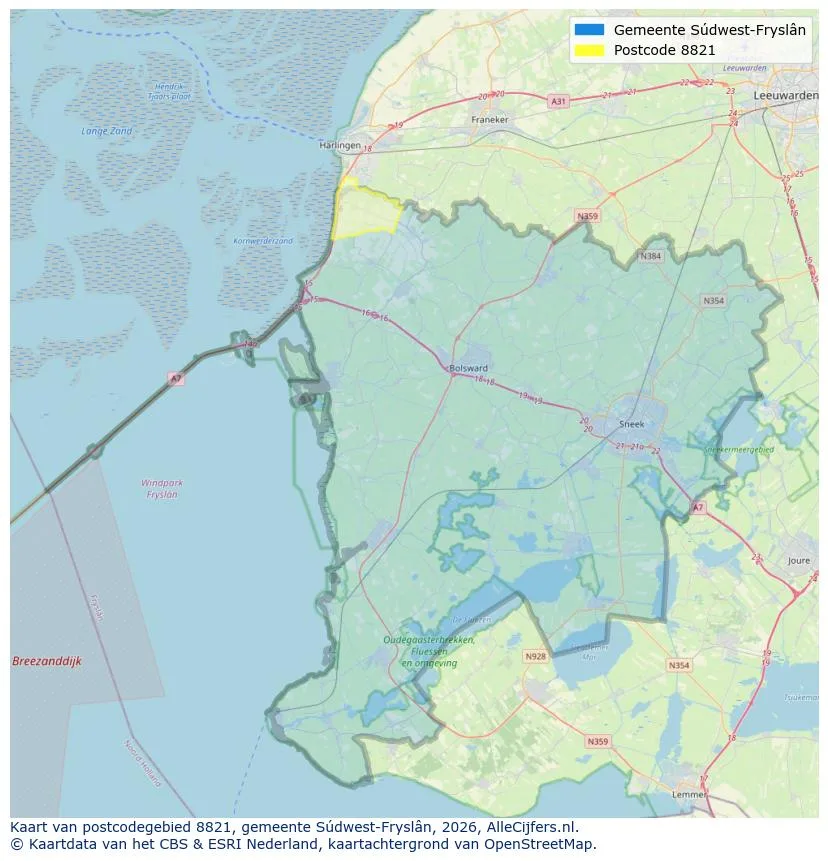 Mapa de códigos postales para 8821