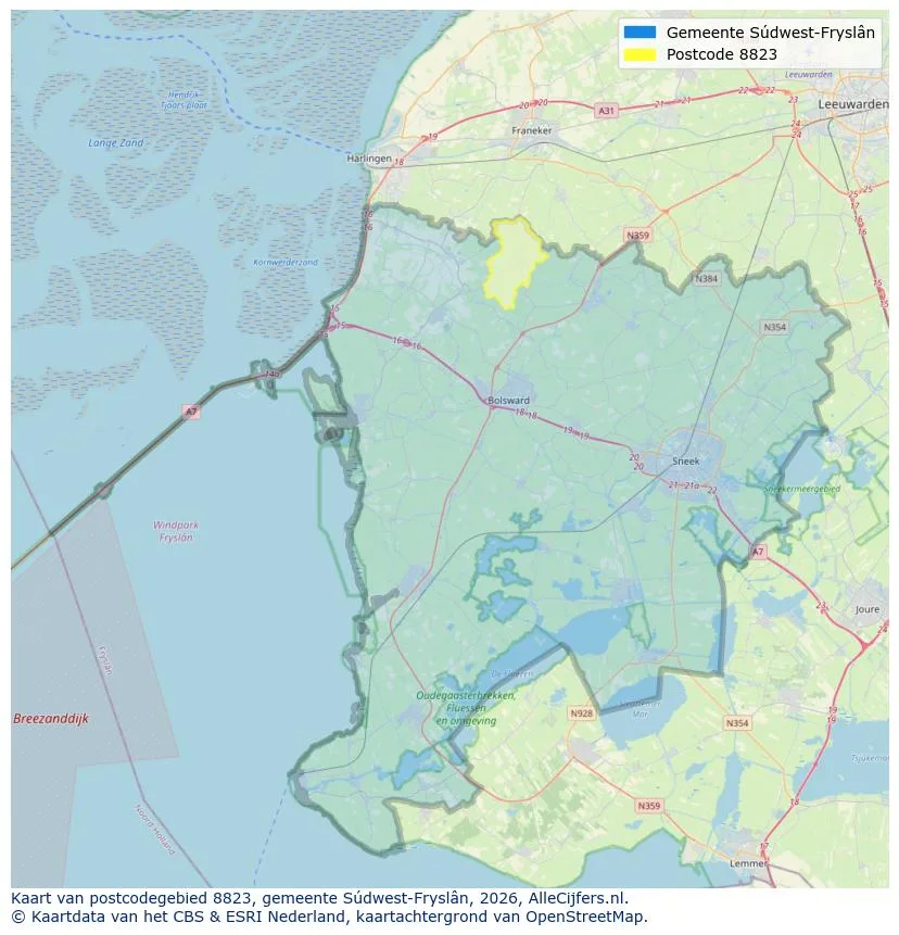 Mapa de códigos postales para 8823
