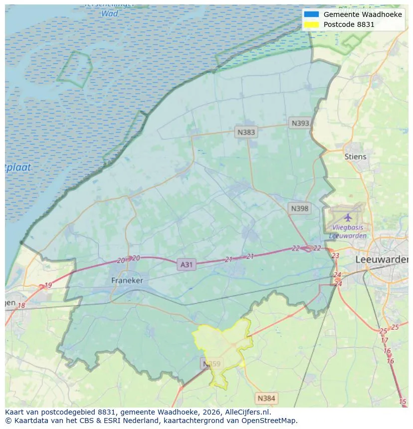 Postcodekaart voor 8831