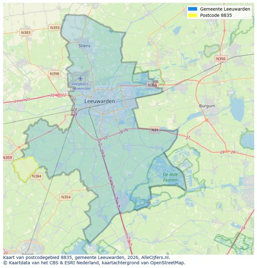 Postcodekaart voor 8835