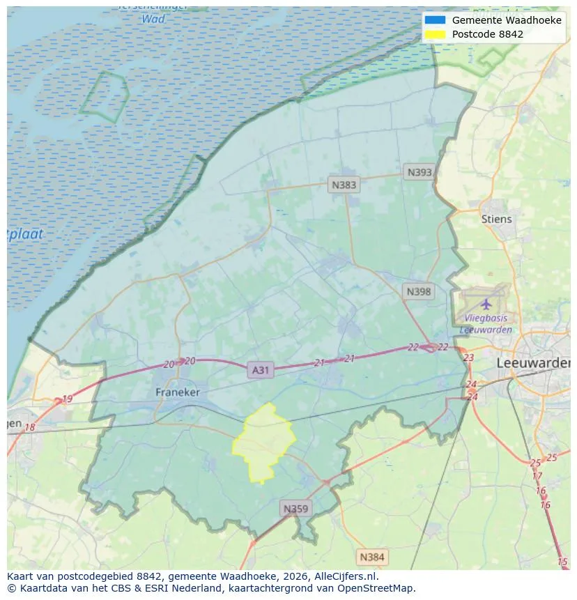 Postcodekaart voor 8842
