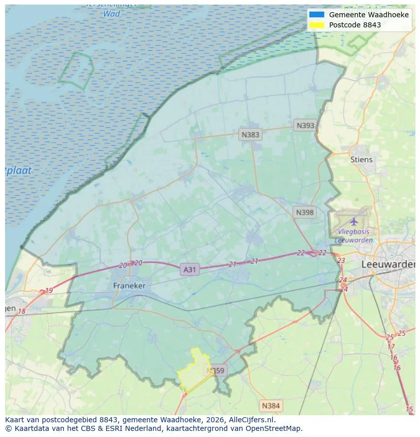 Postcode map for 8843
