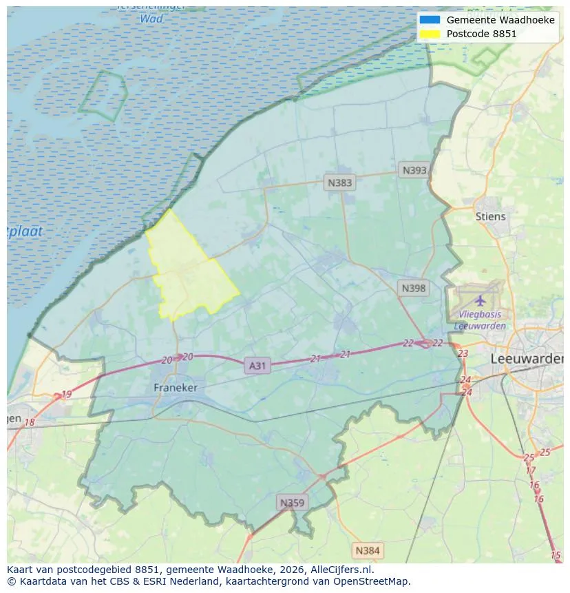 Postcodekaart voor 8851