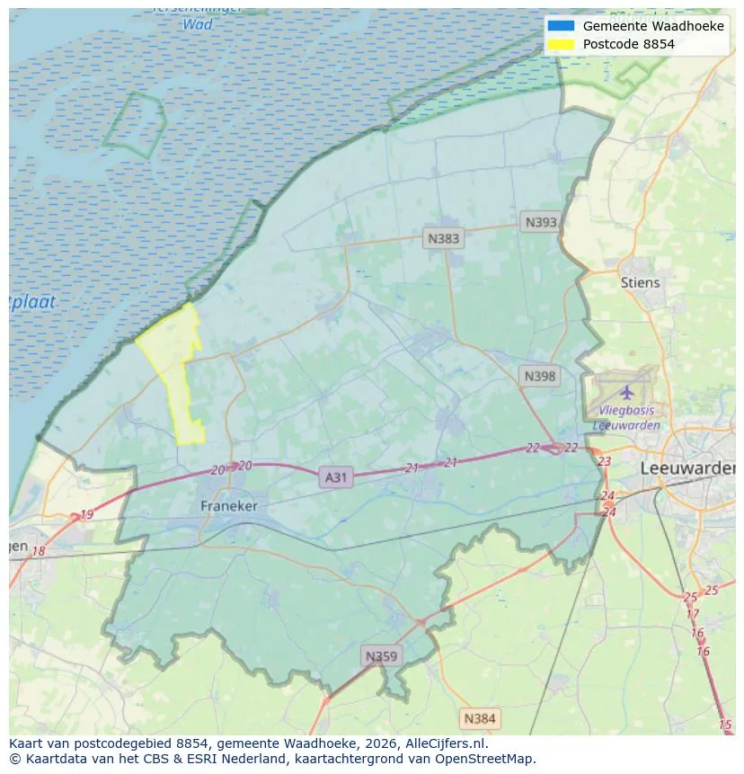 Postcodekaart voor 8854
