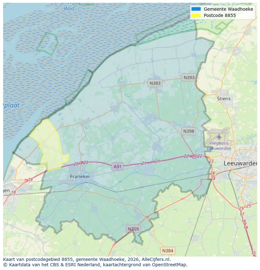 Postcodekaart voor 8855