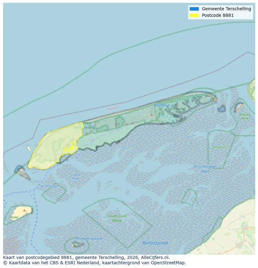 Mapa de códigos postales para 8881