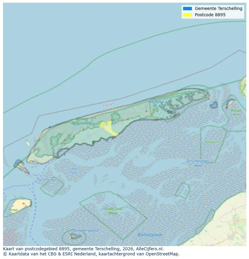 Postcodekaart voor 8895