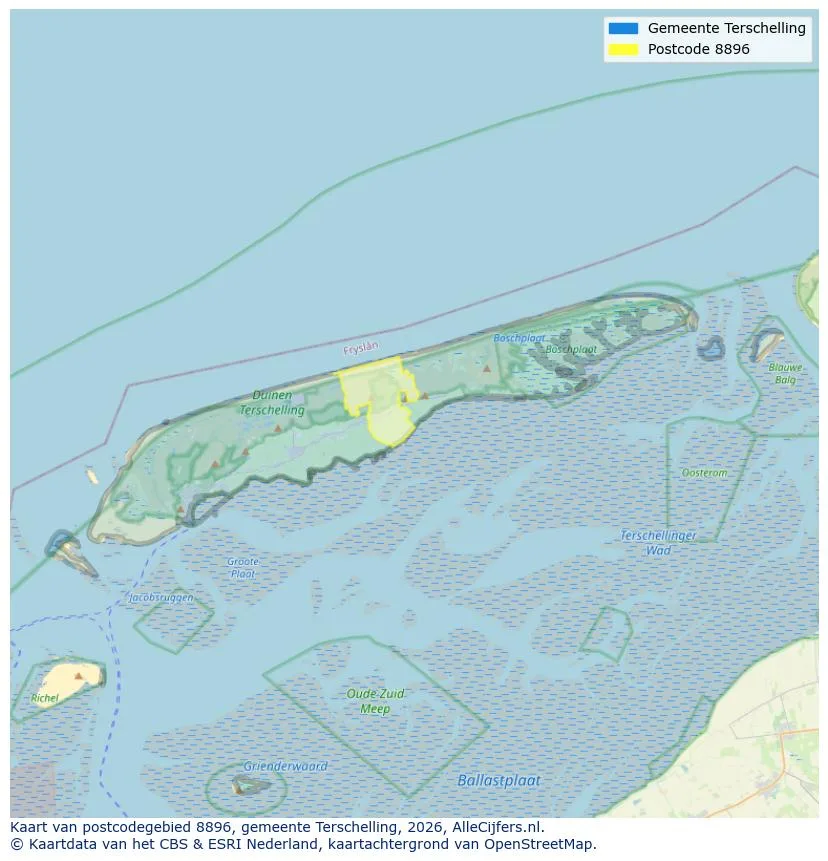 Postcodekaart voor 8896