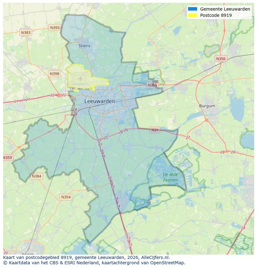Postcodekaart voor 8919