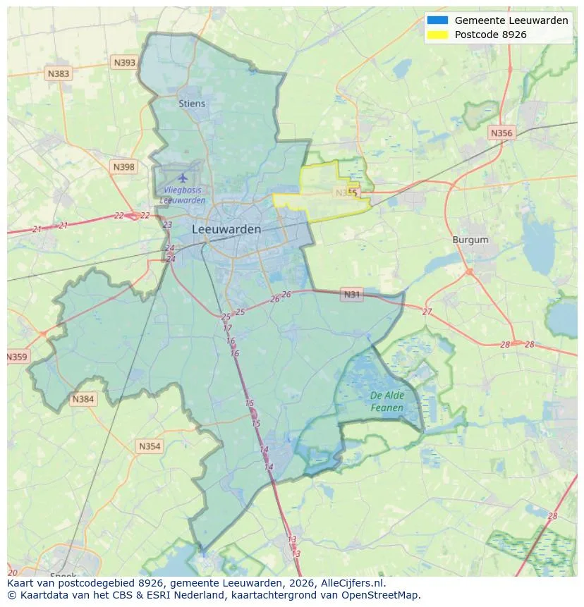 Postcodekaart voor 8926
