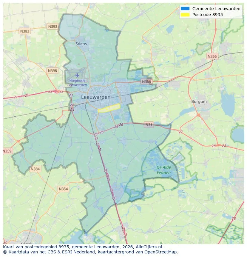 Postcodekaart voor 8935