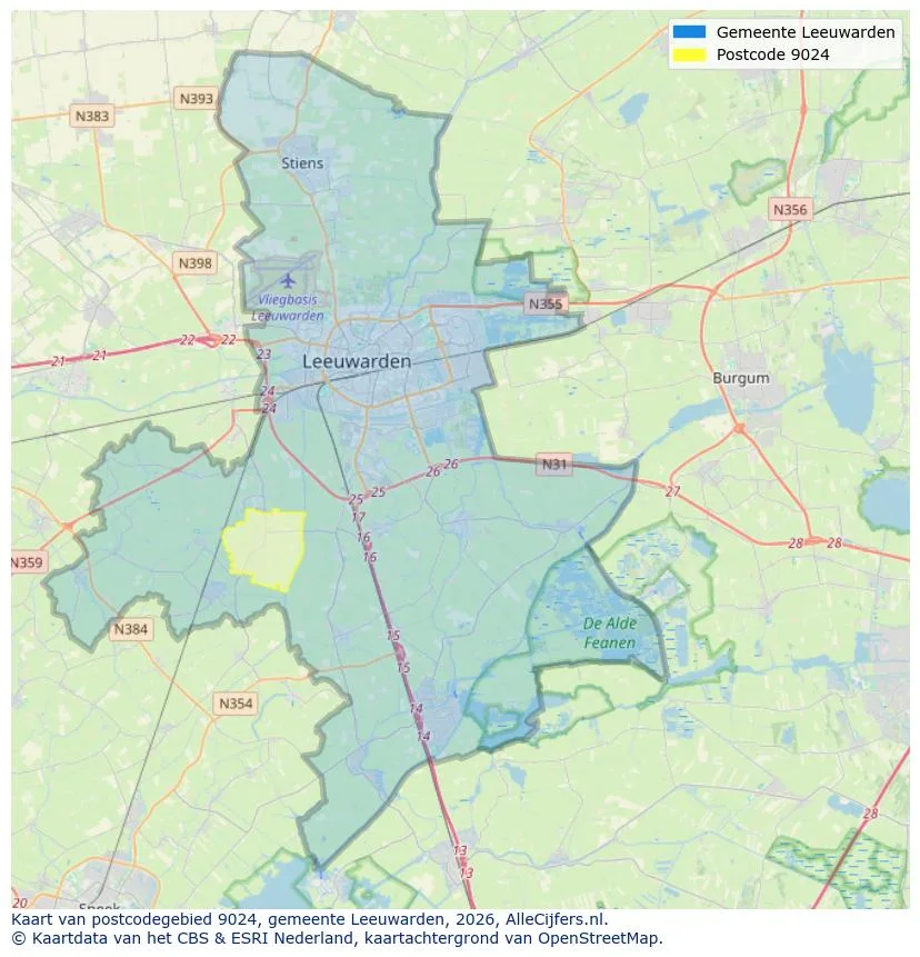 Postcodekaart voor 9024